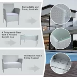 sweeek Salon de jardin en bois 4 places - Ushuaïa - Coussins écrus canapé fauteuils et table basse en acacia design – Image 7