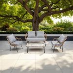 Salon de jardin CAIRO 4 personnes - Noir et brun – Image 2