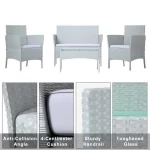 sweeek Salon de jardin en bois 4 places - Ushuaïa - Coussins écrus canapé fauteuils et table basse en acacia design – Image 6