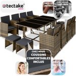 TecTake Salon de jardin PALMA 12 places avec housse de protection – Image 3