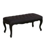 Banc ottoman en hévéa noir et tissu anthracite - Gaspard – Image 2