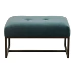 Pouf en velours vert bleuté - Nolan